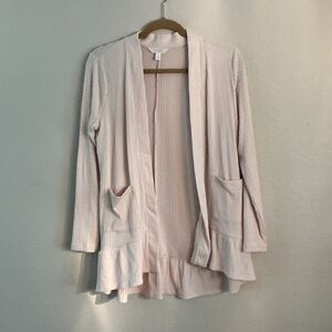 LC Lauren Conrad Cream Ribbed Knit Cardigan